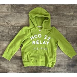 Hollister Co. Retro Y2K Bright Lime Green Pullover Embroider Hoodie Women Large